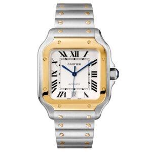Cartier Santos De Cartier Watch Large Model, Automatic Movement, Yellow Gold, Steel, Interchangeable Metal And Leather Bracelets-P17310957