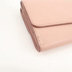 MIU MIU Leather Double Hook Bi-fold Wallet Pink Gold Hardware Used - 图片 8