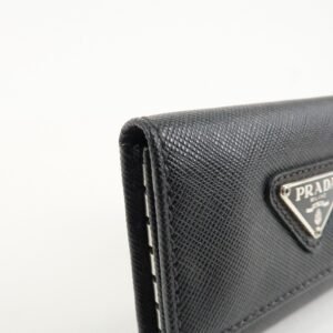 PRADA Triangle Logo Saffiano Leather Key Case Black 1M0222 Used - 图片 11