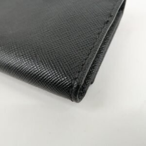 PRADA Triangle Logo Saffiano Leather Key Case Black 1M0222 Used - 图片 9