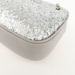 MIU MIU Leather Glitter Pouch Cosmetic Pouch Silver 5ND001 Used - 图片 10