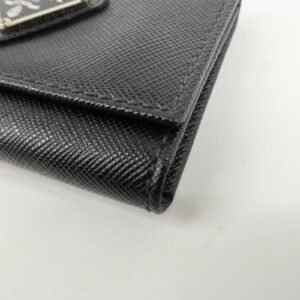 PRADA Triangle Logo Saffiano Leather Key Case Black 1M0222 Used - 图片 7