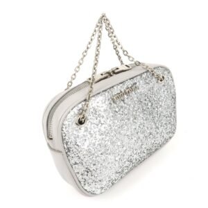 MIU MIU Leather Glitter Pouch Cosmetic Pouch Silver 5ND001 Used - 图片 4