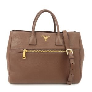 PRADA  Vitello Daino Leather 2Way Tote Bag Shoulder Bag BN2545 Used