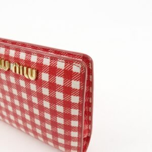 MIU MIU Logo Leather Bi-fold Compact Wallet Red 5MV204 Used - 图片 10