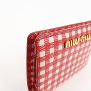 MIU MIU Logo Leather Bi-fold Compact Wallet Red 5MV204 Used - 图片 11