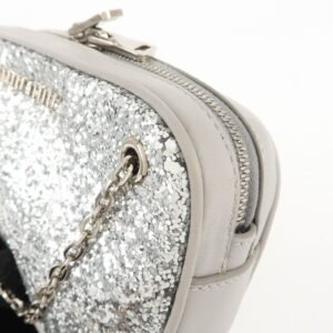 MIU MIU Leather Glitter Pouch Cosmetic Pouch Silver 5ND001 Used - 图片 14