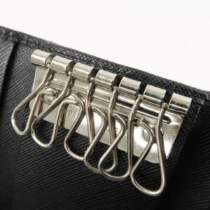 PRADA Triangle Logo Saffiano Leather Key Case Black 1M0222 Used - 图片 15
