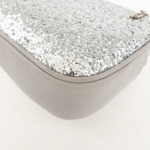 MIU MIU Leather Glitter Pouch Cosmetic Pouch Silver 5ND001 Used - 图片 12