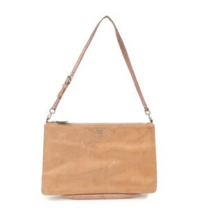 PRADA Triangle Logo Leather Shoulder Bag Hand Bag Brown Used