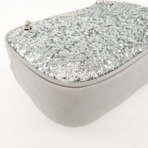 MIU MIU Leather Glitter Pouch Cosmetic Pouch Silver 5ND001 Used - 图片 9