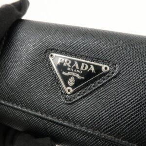 PRADA Triangle Logo Saffiano Leather Key Case Black 1M0222 Used - 图片 12