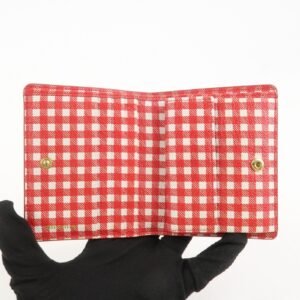 MIU MIU Logo Leather Bi-fold Compact Wallet Red 5MV204 Used - 图片 13