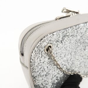 MIU MIU Leather Glitter Pouch Cosmetic Pouch Silver 5ND001 Used - 图片 15
