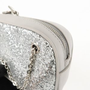 MIU MIU Leather Glitter Pouch Cosmetic Pouch Silver 5ND001 Used - 图片 16