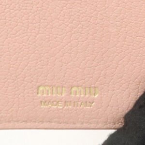 MIU MIU Leather Double Hook Bi-fold Wallet Pink Gold Hardware Used - 图片 21