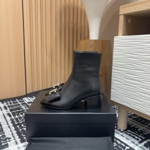 24Fw new Chanel bow double C diamond buckle short boots