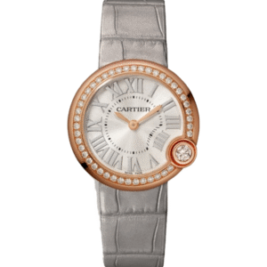 BALLON BLANC DE CARTIER WATCH 30MM, QUARTZ MOVEMENT, ROSE GOLD, DIAMONDS, LEATHER