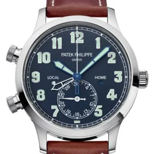 Patek Philippe Complications Calatrava Pilot Travel Time Blue Dial Men’s Watch 5524G-001
