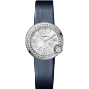 BALLON BLANC DE CARTIER WATCH 26 MM, STEEL, DIAMONDS, LEATHER