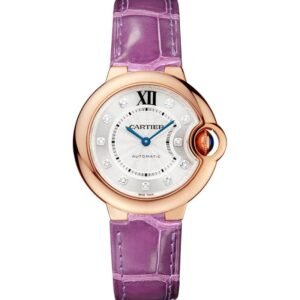 BALLON BLEU DE CARTIER, 33 MM, 18K ROSE GOLD, DIAMONDS, LEATHER