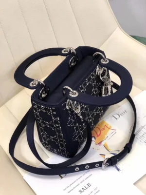 Dark blue leather shoulder strap - 图片 3