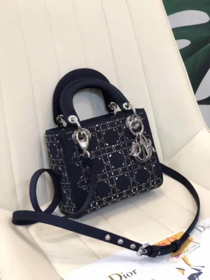 Dark blue leather shoulder strap