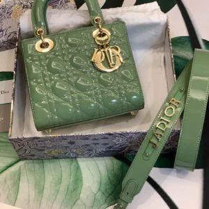 ABCDior Calf Patent Leather Rattan Check Handbag Size:20 x 16.5 x 8cm