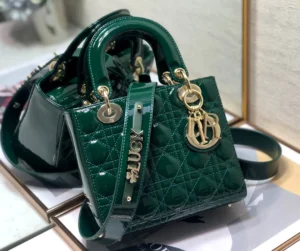 Dark green patent leather, Dior ABC monogram 20cm