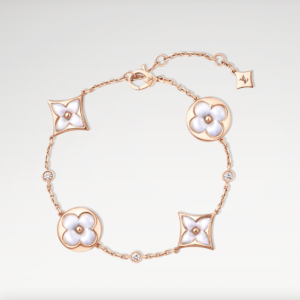 Color Blossom BB Star and Sun Multi-Motif Bracelet, Pink Gold, White Mother-of-Pearl and Diamonds
