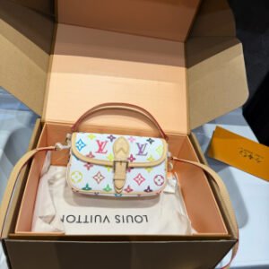 LV Diane White Tricolor Baguette Handbag